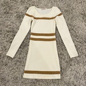 White and gold mini dress